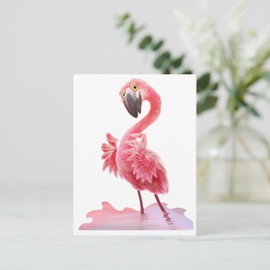 Ja, Flamingo. Briefkaart (Staand voorkant)