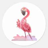 Ja, Flamingo. Ronde Sticker (Voorkant)