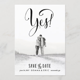 Ja foto slaat de datumkaart op save the date