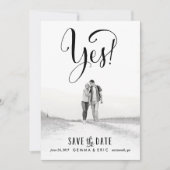 Ja foto slaat de datumkaart op save the date (Voorkant)