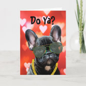 Ja? Franse Kus? Valentijn Dog Vibing Kaart (Voorkant)