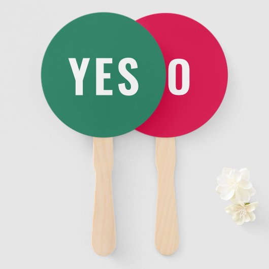 Ja Geen game | Modern Bright Red Green Handwaaier (Voorkant en achterkant)