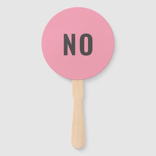 Ja Geen game | Modern pastel roze Handwaaier (Achterkant)