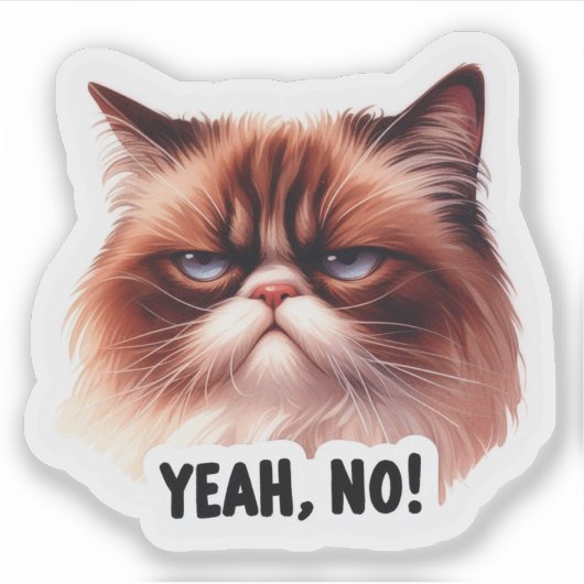 Ja, geen sassy Grumpy Cat Vinyl Sticker (Voorkant)