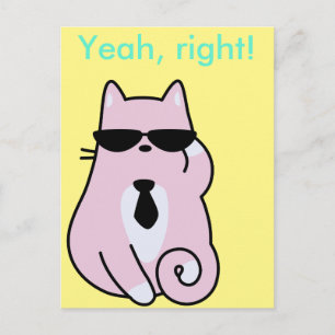 Ja, goed. - Briefkaart met roze roze kat