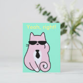 Ja, goed. - Briefkaart met roze roze kat (Staand voorkant)