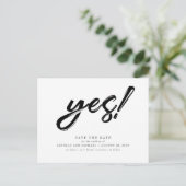Ja! Grappig en modern Save the Date Briefkaart (Staand voorkant)