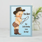 Ja-Haw! Brunette Cowboy-Baby shower Kaart (Staand voorkant)