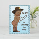 Ja-Haw! Etnisch klein cowboy Baby shower Kaart (Staand voorkant)