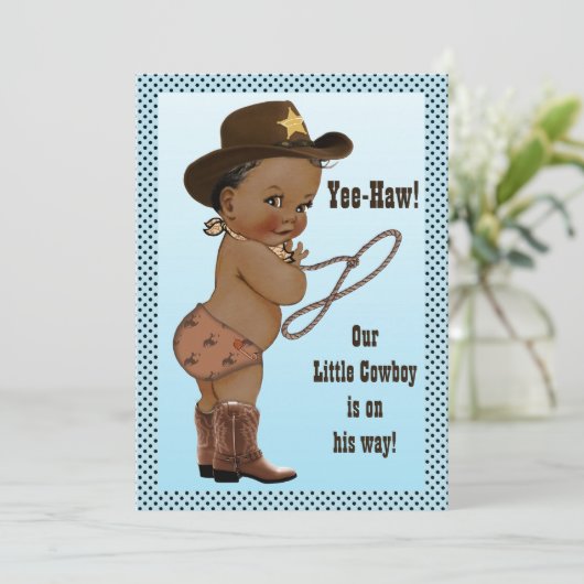 Ja-Haw! Etnisch klein cowboy Baby shower Kaart (Staand voorkant)