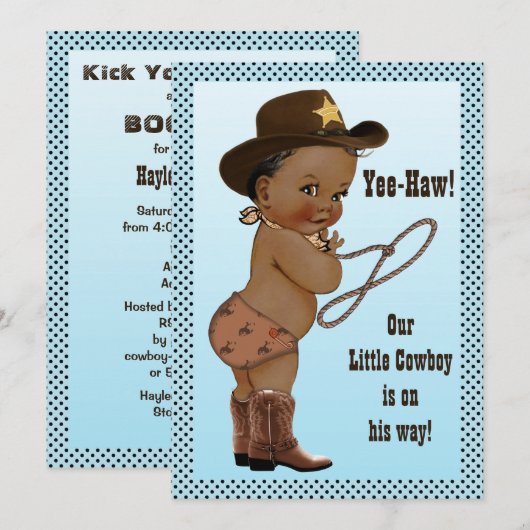 Ja-Haw! Etnisch klein cowboy Baby shower Kaart (Voorkant / Achterkant)