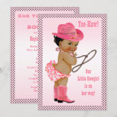 Ja-Haw! Etnisch klein cowgirl Baby shower Kaart (Voorkant / Achterkant)
