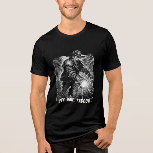Ja, haw. Kaboom. Plasma gunslinger Tri-Blend Shirt (Voorkant)