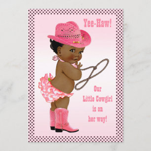 Ja-Haw! Little Ethnic Cowgirl Baby shower Kaart