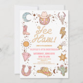 Ja, Haw! Retro Disco Cowgirl Rodeo Verjaardagsfees Kaart (Voorkant)