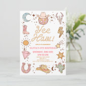 Ja, Haw! Retro Disco Cowgirl Rodeo Verjaardagsfees Kaart (Staand voorkant)