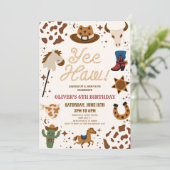 Ja, Haw! Westerne Cowboy Rodeo verjaardagsfeestje Kaart (Staand voorkant)