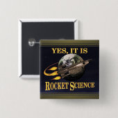 Ja, het is Rocket Science Vierkante Button 5,1 Cm (Voorkant /achterkant)