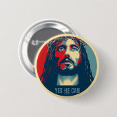 Ja hij kan - Button Rond - 1,25 inch - 6 inch (Voorkant /achterkant)