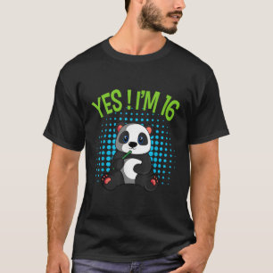 Ja ik ben 16 panda thema bday py viering t-shirt
