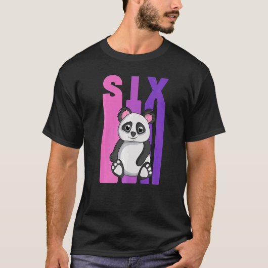 Ja ik ben 6 jaar oud panda thema 6e verjaardag dee t-shirt (Voorkant)