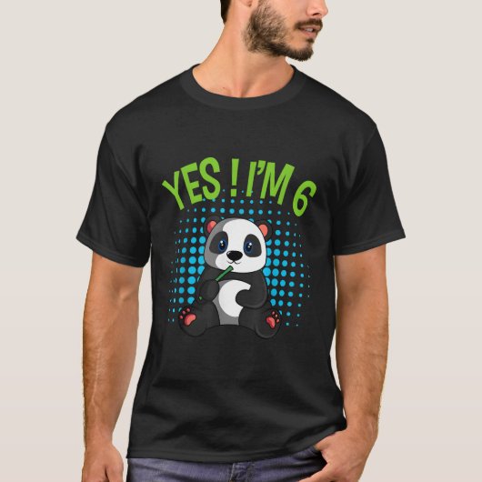 Ja ik ben 6 panda thema bday py viering t-shirt (Voorkant)