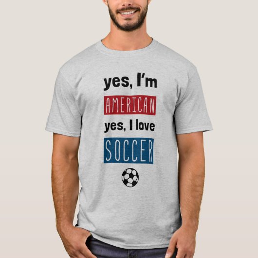 Ja ik ben Amerikaans Ja ik hou van voetbal met bac T-shirt (Voorkant)