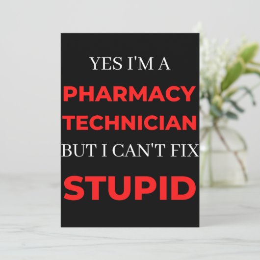 Ja, ik ben apotheker, maar ik kan het niet oplosse bedankkaart (Staand voorkant)