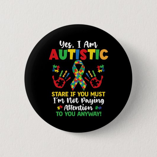 Ja Ik ben Autistisch Bewustzijn Kinder jongens Mei Ronde Button 5,7 Cm (Voorkant)