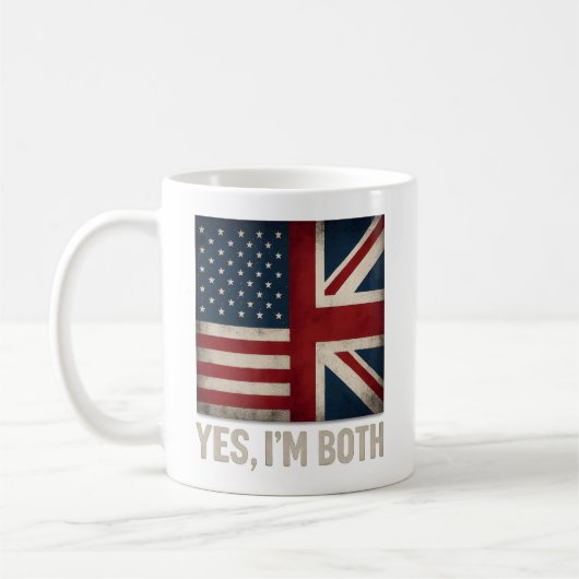 Ja Ik Ben Beide Amerikaanse Britse Vlaggen Trots Koffiemok (Links)