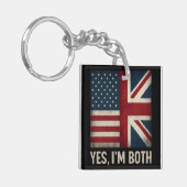 Ja Ik Ben Beide Amerikaanse Britse Vlaggen Trots Sleutelhanger (Voorkant Links)