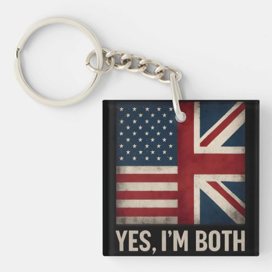 Ja Ik Ben Beide Amerikaanse Britse Vlaggen Trots Sleutelhanger (Voorkant)