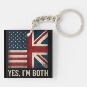 Ja Ik Ben Beide Amerikaanse Britse Vlaggen Trots Sleutelhanger (Achterkant)