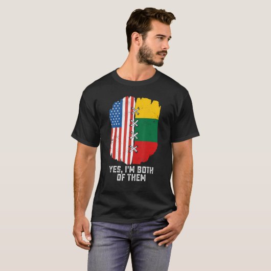 Ja, ik ben beiden half Amerikaans half Litouws T-shirt (Voorkant volledig)
