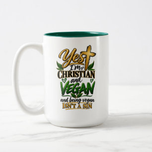 Ja, ik ben christen en veganist… tweekleurige koffiemok