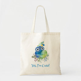 Ja, ik ben Cute. Blauw vogelkleurig ontwerp Tote Bag