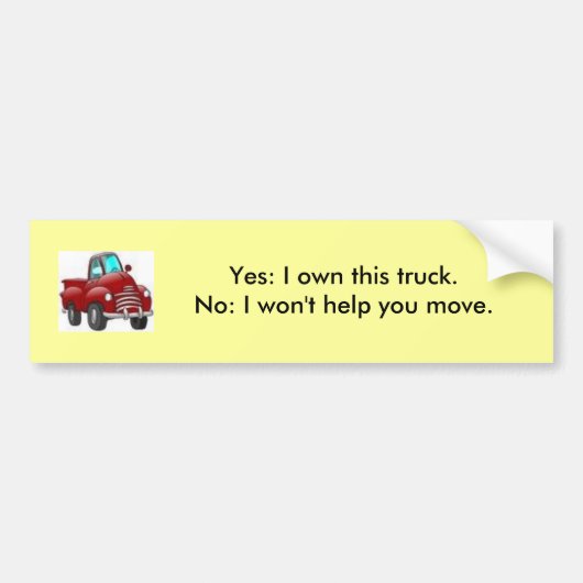 Ja, ik ben de eigenaar van deze vrachtwagen; Nee, Bumpersticker (Voorkant)