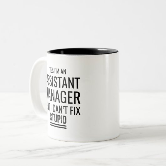 Ja, ik ben een assistent-manager, maar ik kan Stup Tweekleurige Koffiemok (Voorkant links)
