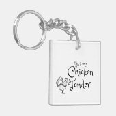 Ja, ik ben een Chicken Tender met Rooster Outline Sleutelhanger (Voorkant Links)
