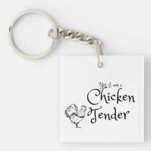 Ja, ik ben een Chicken Tender met Rooster Outline Sleutelhanger