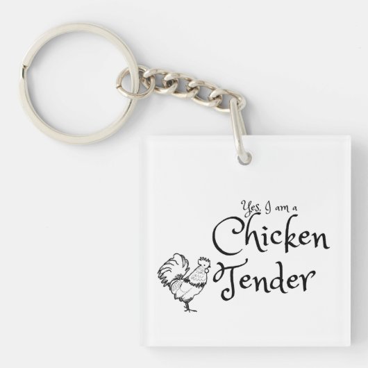 Ja, ik ben een Chicken Tender met Rooster Outline Sleutelhanger (Voorkant)