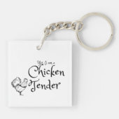 Ja, ik ben een Chicken Tender met Rooster Outline Sleutelhanger (Achterkant)
