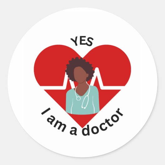 Ja, ik ben een dokter ronde sticker (Voorkant)