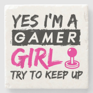 Ja ik ben een Gamer Girl Gaming Girl  Stenen Onderzetter