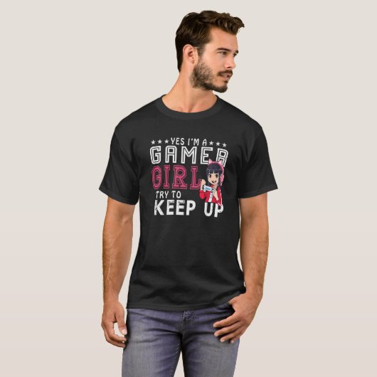 Ja, ik ben een gamer Girl Gaming Stuff Girls Teen  T-shirt (Voorkant volledig)