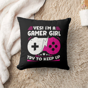 Ja, ik ben een gamer-meisje grappige videokanser G Kussen