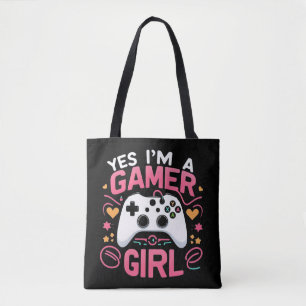 Ja ik ben een gamer meisje: Roze & Witte Controlle Tote Bag