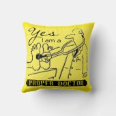 Ja, ik ben een goede dokter. Zwart en geel. Kussen (Achterkant)