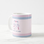 Ja, ik ben een kat moeder roze & blauw gestreept koffiemok (Voorkant links)