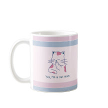 Ja, ik ben een kat moeder roze & blauw gestreept